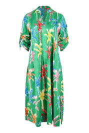 Product shot of the Leilani Cotton Midi Dress in colour Sea (Green), from the front