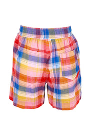 Product shot of the Mae Cotton Short - Check in colour Check, from the back
