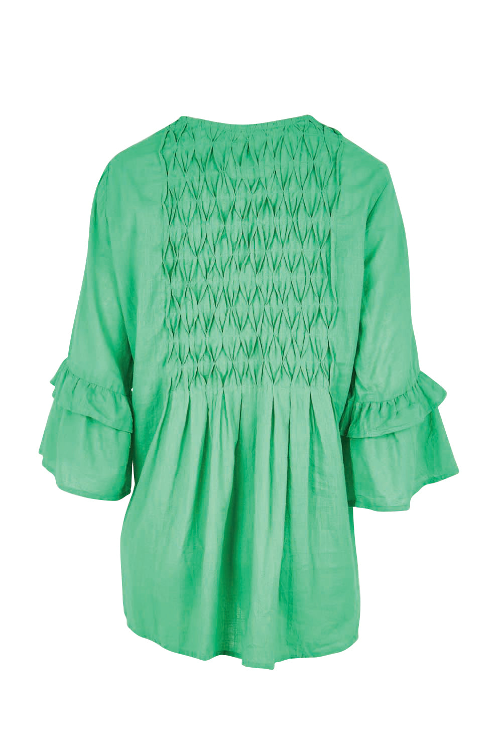 Product shot of the Marilyn Shirt – Sea in colour Sea, from the back