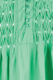 Product shot of the Marilyn Shirt – Sea in colour Sea, showing detail