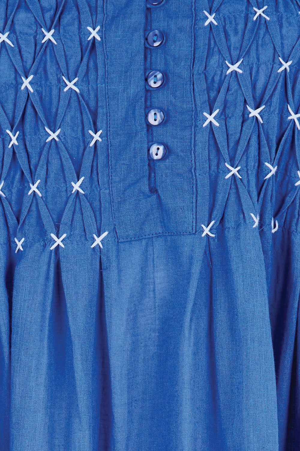 Product shot of the Marilyn Midi Dress – Azure in colour Azure, showing detail