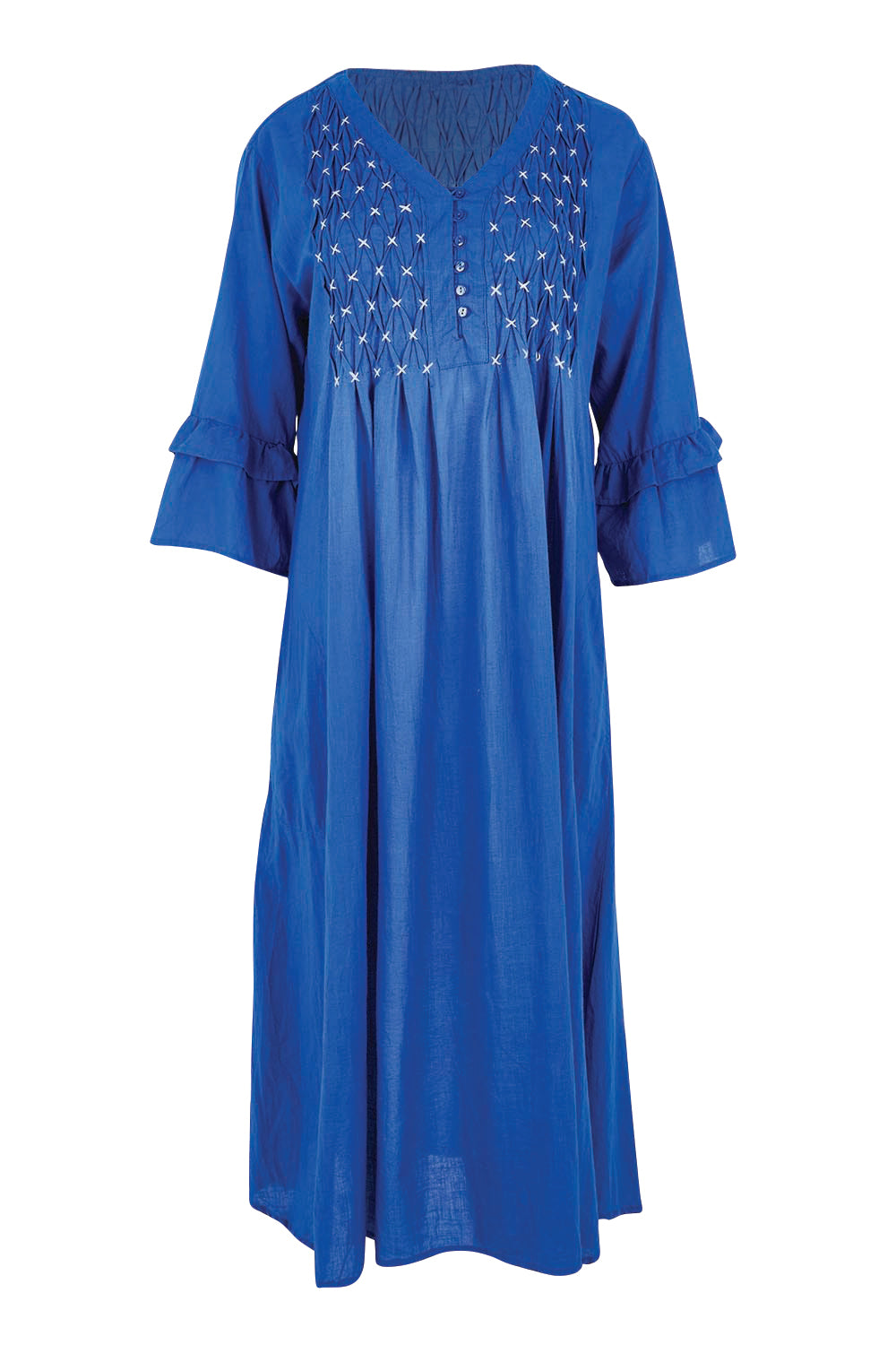 Product shot of the Marilyn Midi Dress – Azure in colour Azure, from the front