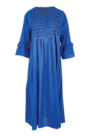 Product shot of the Marilyn Midi Dress – Azure in colour Azure, from the front