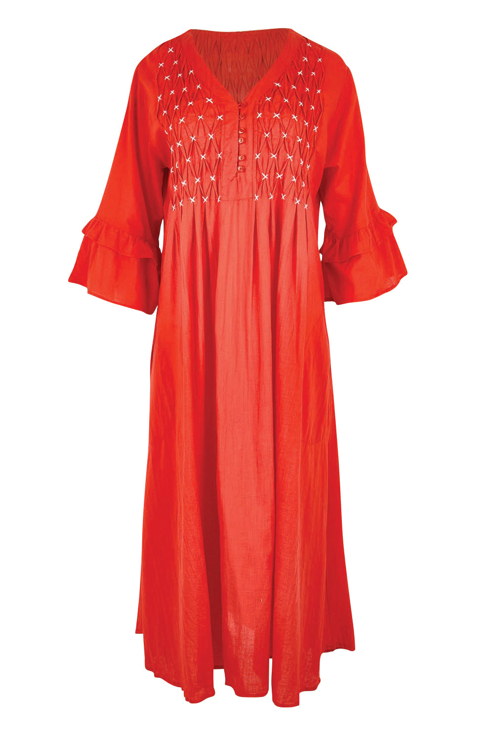 Product shot of the Marilyn Midi Dress – Red in colour Red, from the front