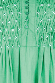 Product shot of the Marilyn Midi Dress – Sea in colour Sea, showing detail