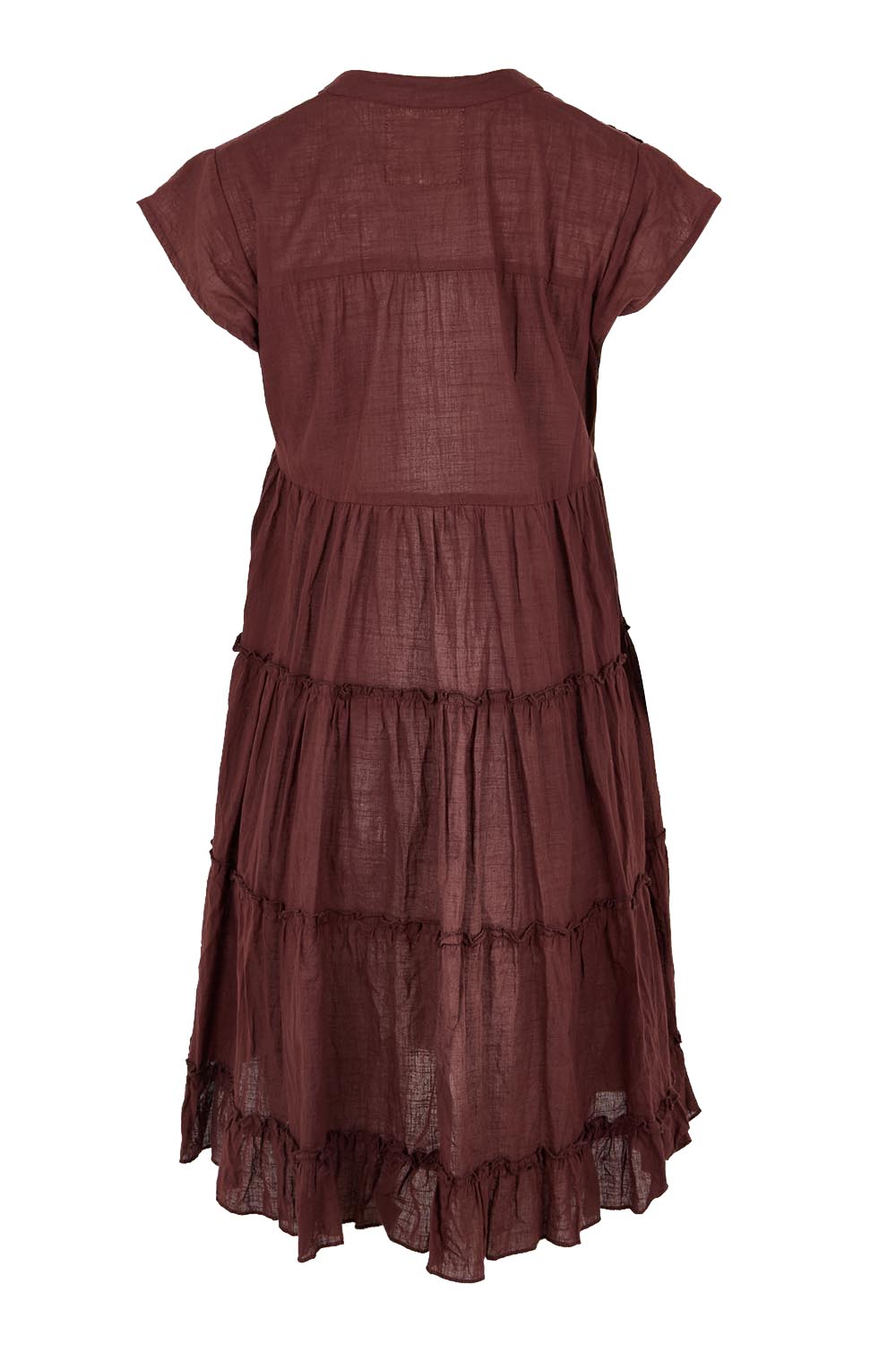 Product shot of the Millie Tiered Dress - Espresso in colour Espresso, from the back