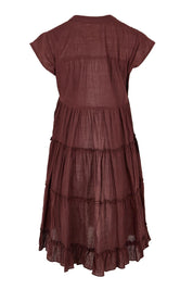 Product shot of the Millie Tiered Dress - Espresso in colour Espresso, from the back