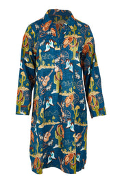 Product shot of the Prairie Cotton Shirtdress in colour Navy (Blue), from the front