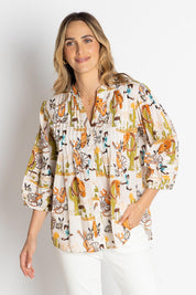 A model wearing the Prairie Cotton Shirt in colour White, from the front, cropped image