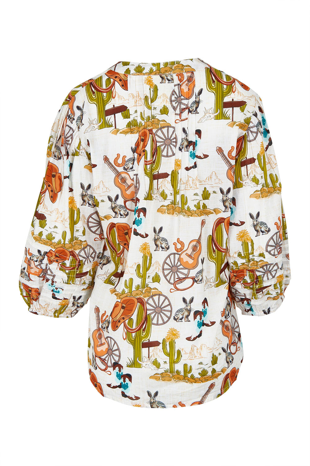 Product shot of the Prairie Cotton Shirt in colour White, from the back