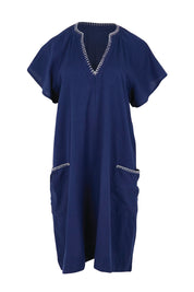 Product shot of the Remi Dress – Navy in colour Navy, from the front