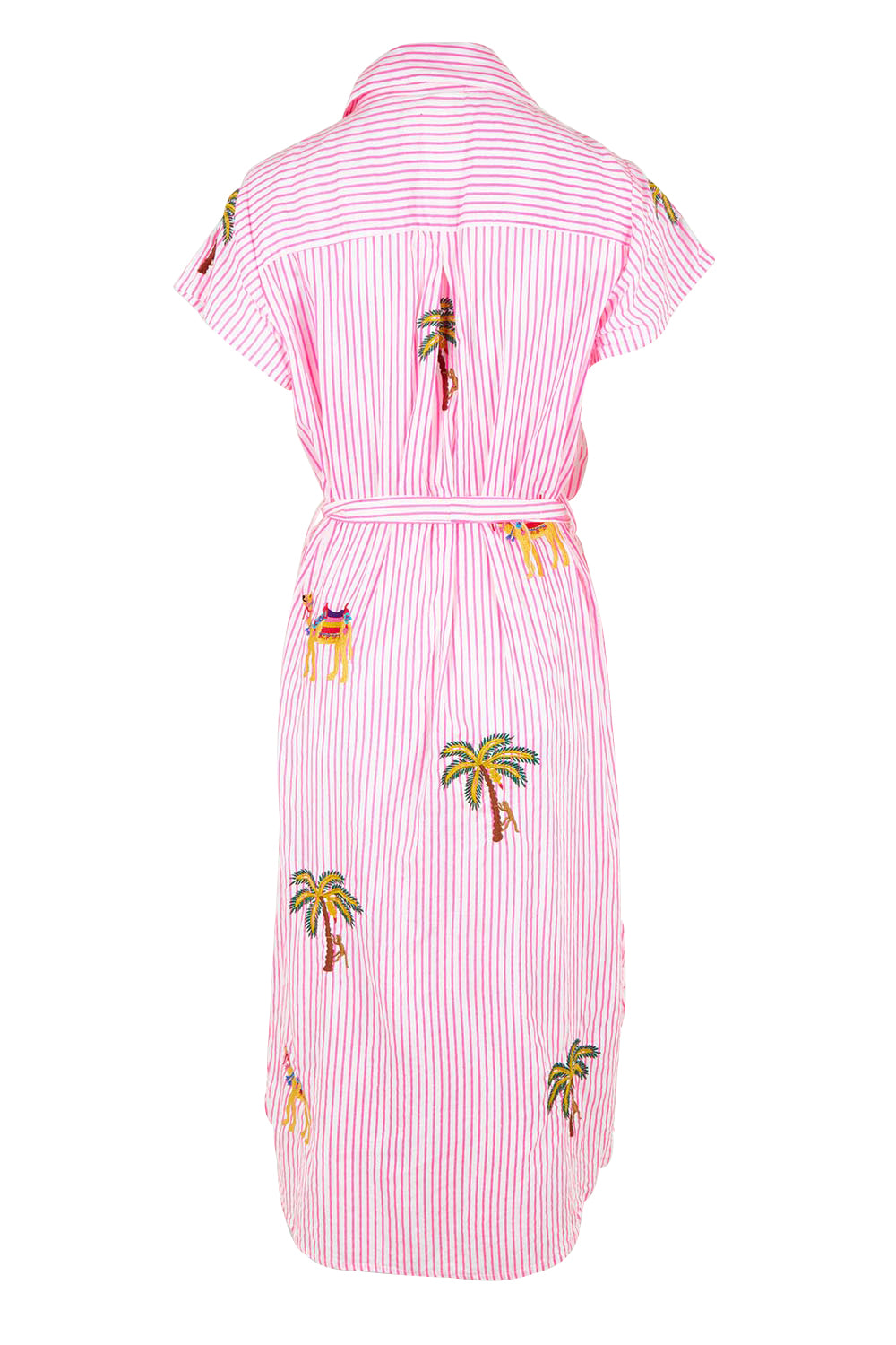 Product shot of the Sahara Cotton Shirtmaker Dress in colour Candy (Pink), from the back