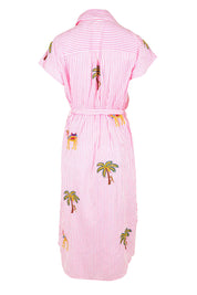 Product shot of the Sahara Cotton Shirtmaker Dress in colour Candy (Pink), from the back