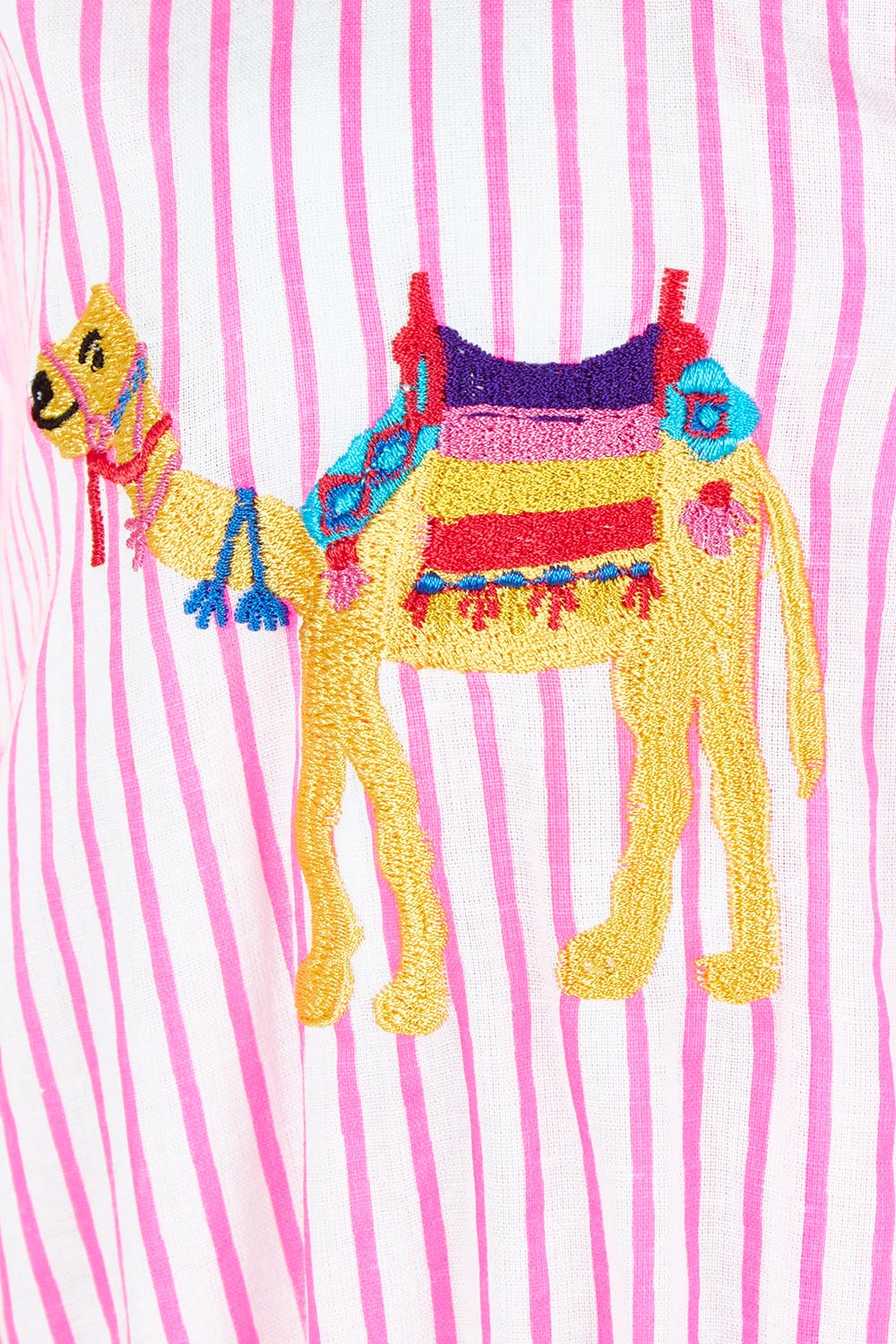 Product shot of the Sahara Cotton Shirtmaker Dress in colour Candy (Pink), detail
