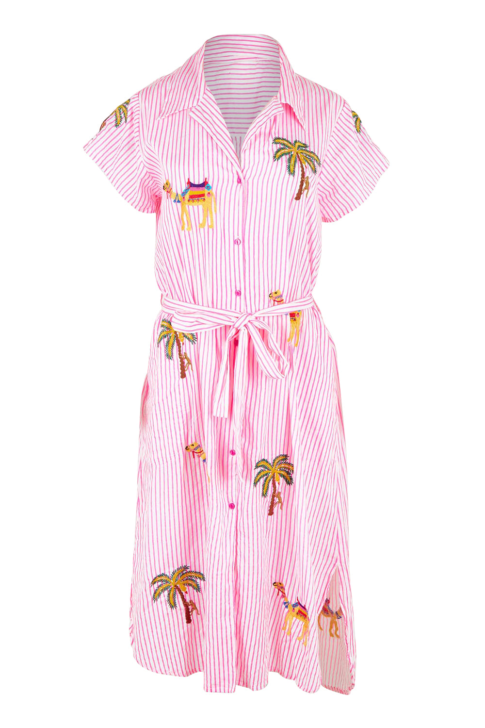 Product shot of the Sahara Cotton Shirtmaker Dress in colour Candy (Pink), from the front