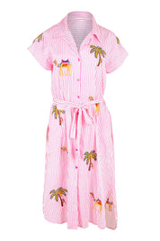 Product shot of the Sahara Cotton Shirtmaker Dress in colour Candy (Pink), from the front