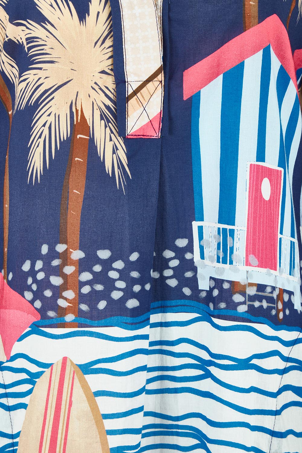 Product shot of the Seraphina Cotton Shirtmaker Dress in colour Navy (Blue), detail