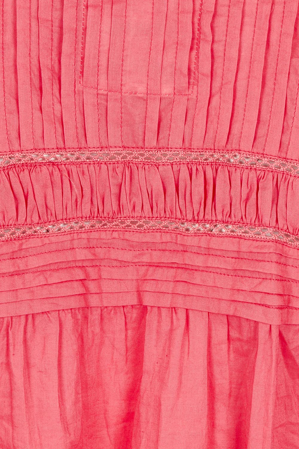 Product shot of the Shayna Cotton Button Dress in colour Geranium (Pink), detail