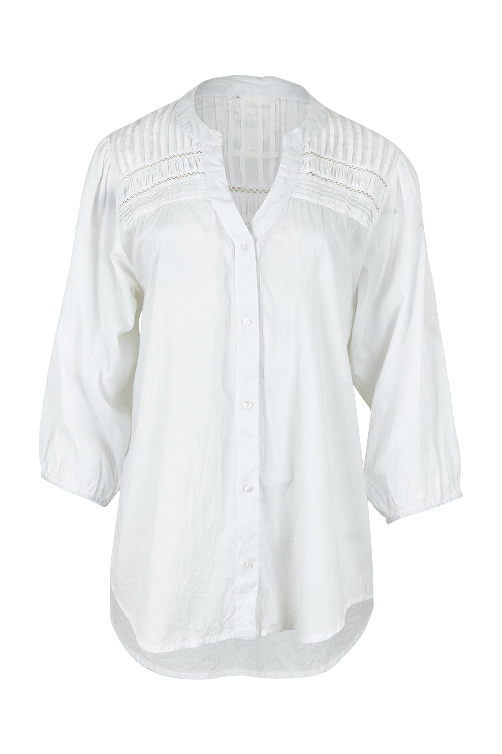 Product shot of the Shayna Cotton Shirt in colour White (White), from the front