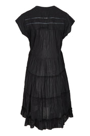 Product shot of the Shayna Cotton Tiered Dress in colour Black (Black), from the back