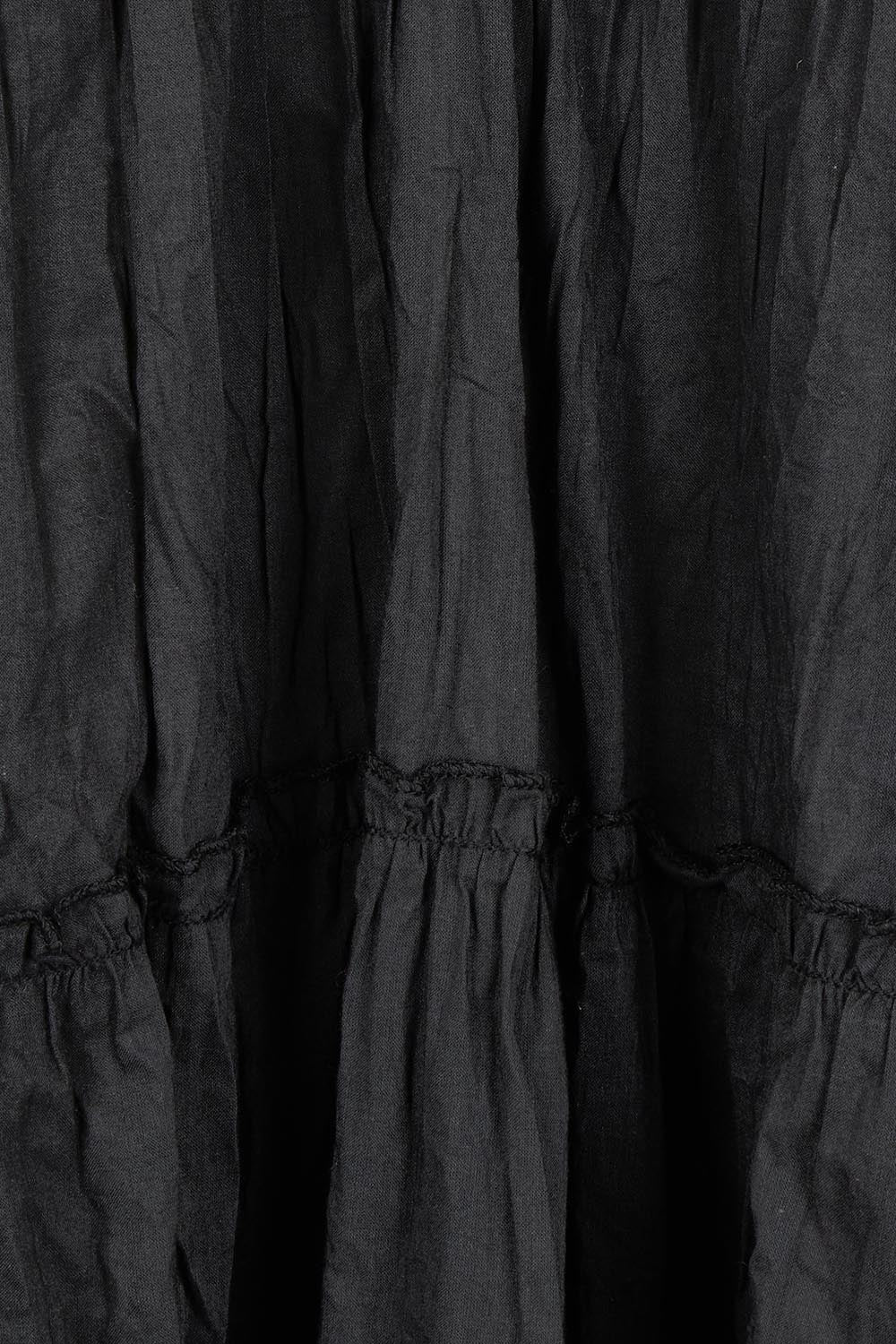 Product shot of the Shayna Cotton Tiered Dress in colour Black (Black), detail