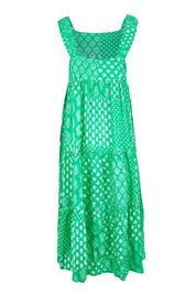 Product shot of the Talei Cotton Sundress in colour Sea (Green), from the back