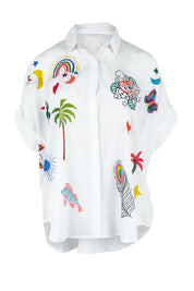 Product shot of the Tillie Cotton Shirt in colour White (White), from the front