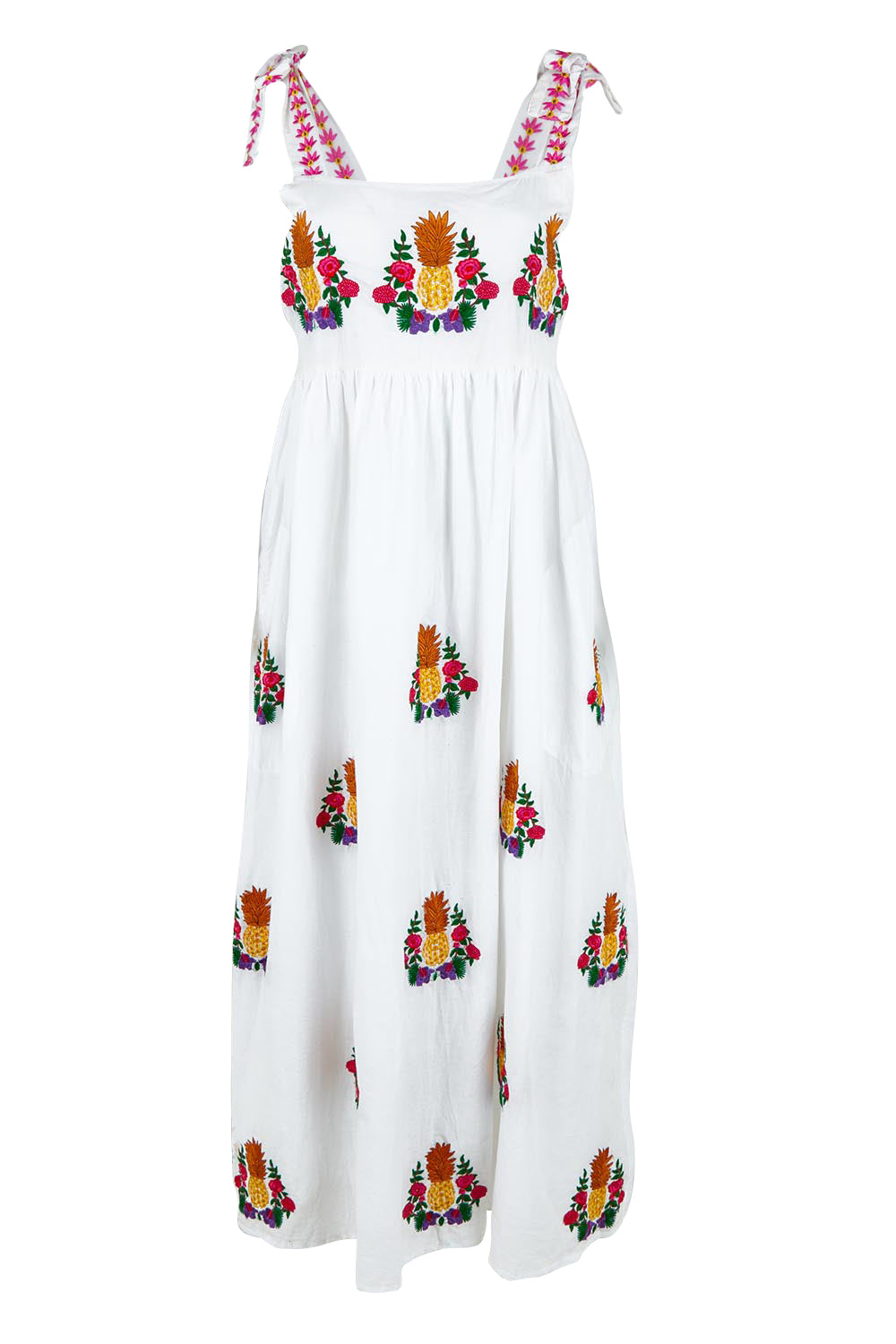 Product shot of the Tropicana Cotton Sundress in colour White (White), from the front