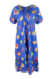 Product shot of the Tutti Fruiti Dress – Ocean in colour Ocean, from the front