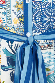 Product shot of the Velora Midi Dress in colour Ocean (Blue), detail
