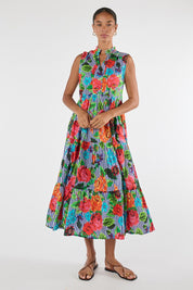 Model Genericm wearing size sample of the Viola Sleeveless Midi Dress – Print in colour Print, from the front