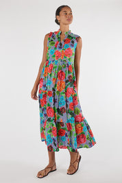 Model Genericm wearing size sample of the Viola Sleeveless Midi Dress – Print in colour Print, from the front