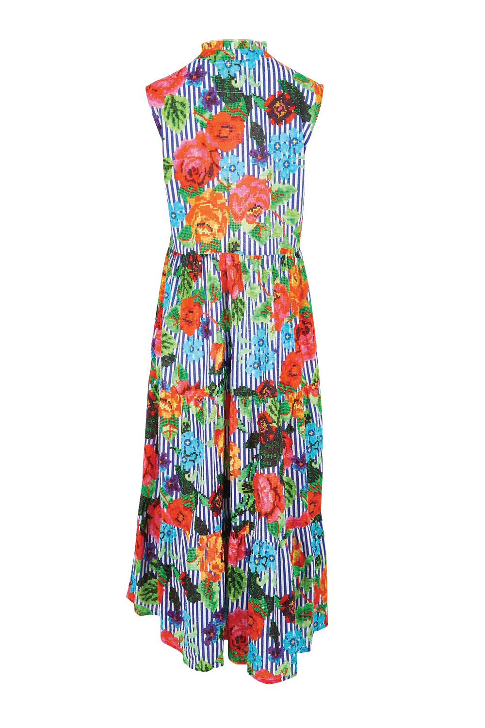 Product shot of the Viola Sleeveless Midi Dress – Print in colour Print, from the back