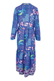 Product shot of the Yasmin Midi Dress – Ocean in colour Ocean, from the back