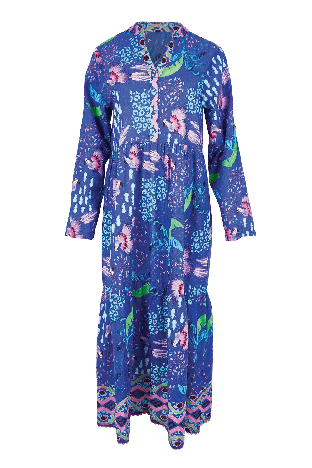 Product shot of the Yasmin Midi Dress – Ocean in colour Ocean, from the front