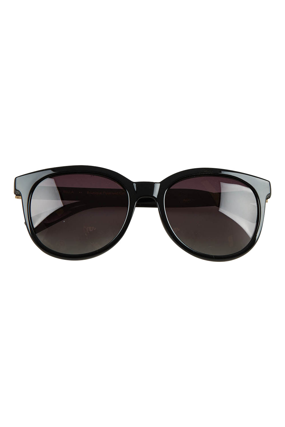 Product shot of the Bella Sunglasses in colour Black (Black), from the front