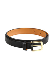 Product shot of the Bliss Leather Belt in colour Black (Black), from the front