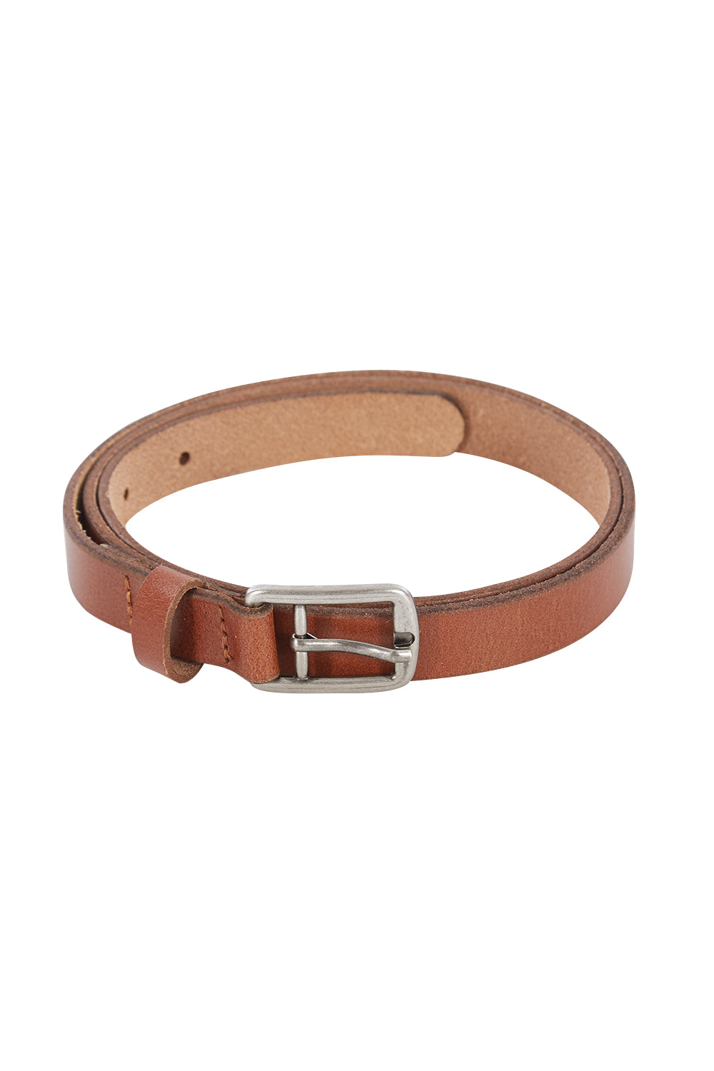 Product shot of the Cloe Vintage Leather Belt in colour Nechestnut, from the front