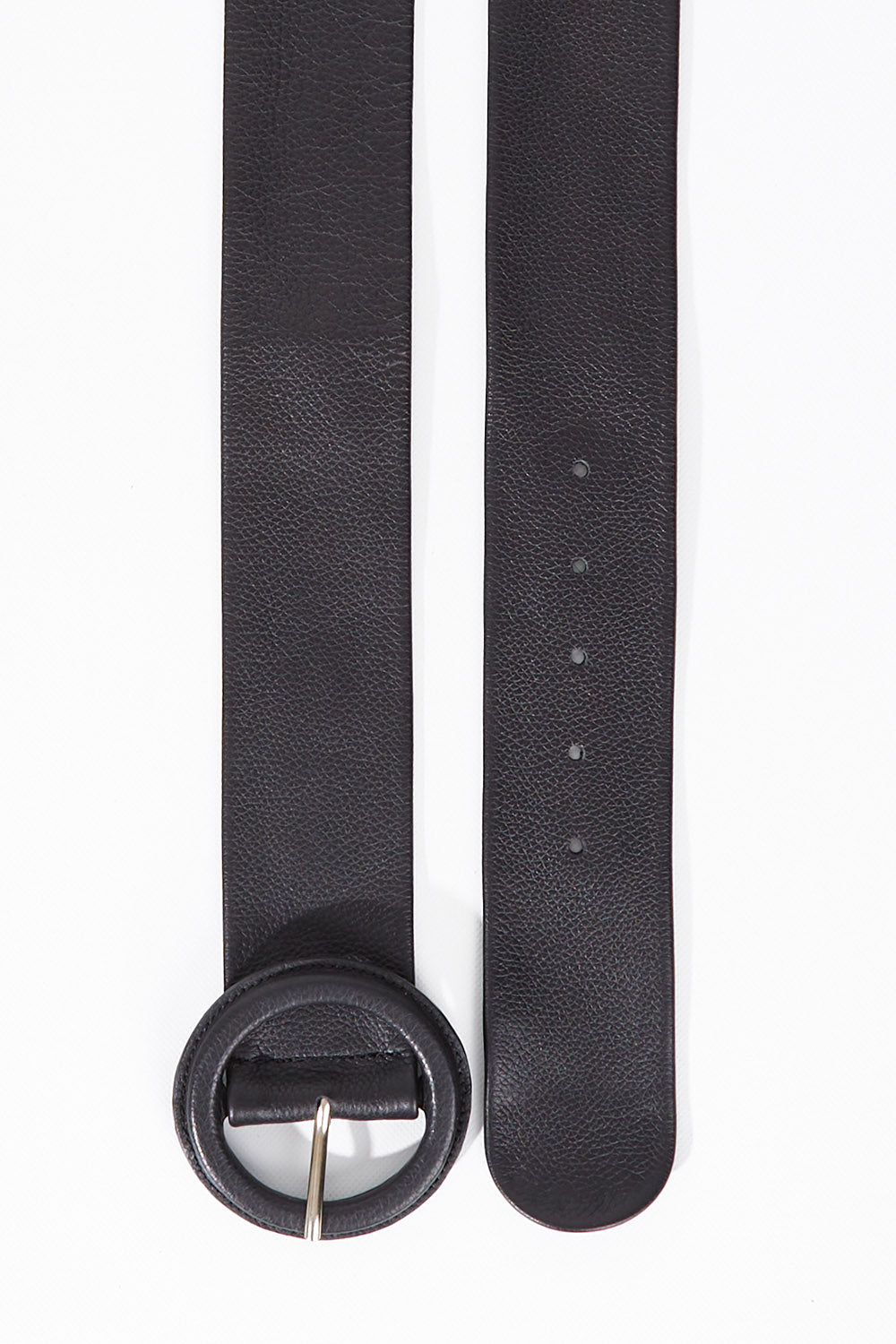 A model wearing size S of the Skye Wide Leather Waist Belt in colour Black (Black), from the front, showing the whole outfit