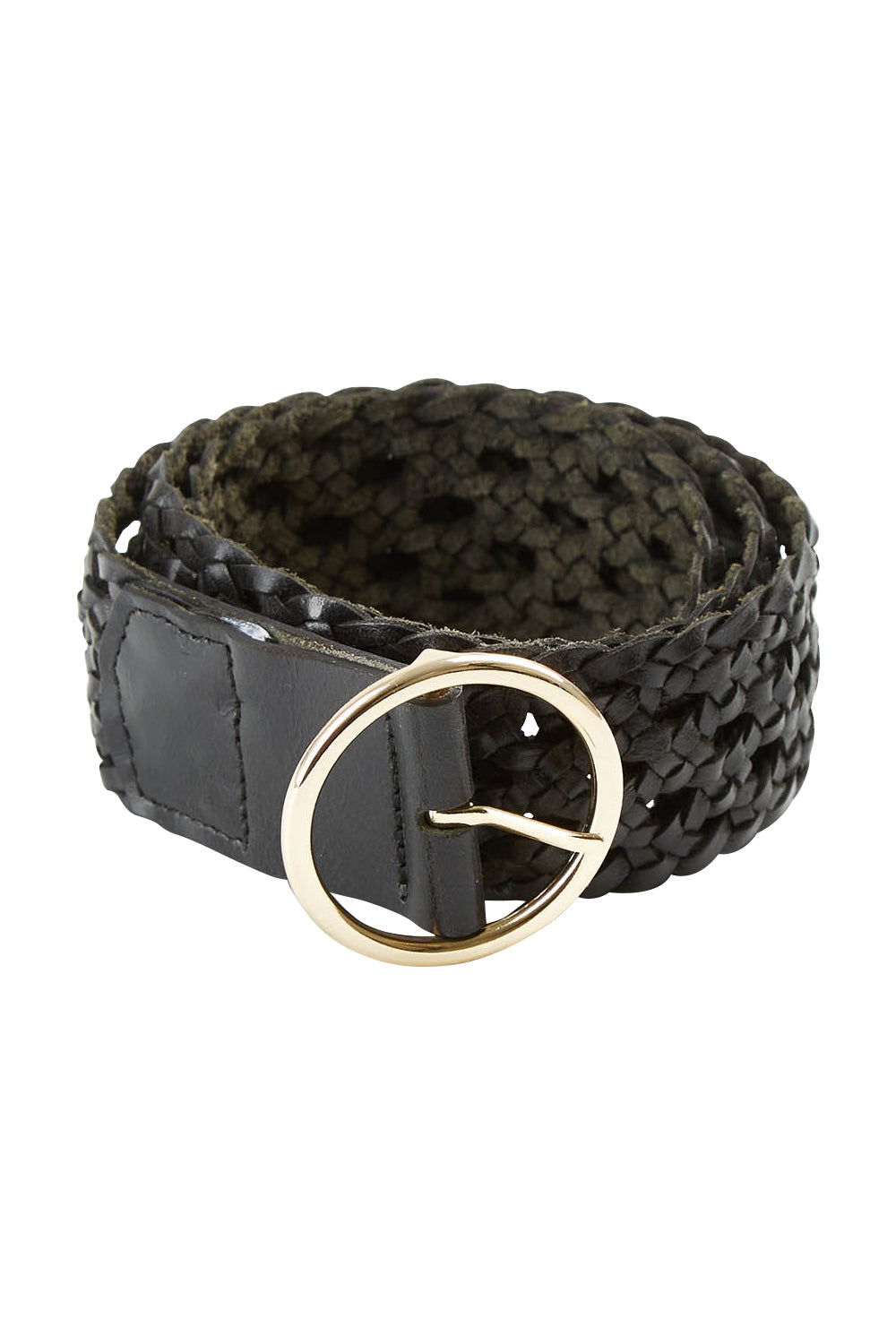 Product shot of the Alice Leather Belt in colour Black (Black), from the front