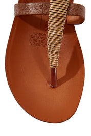 Product shot of the Betsy Flat Sandal in colour Brandy, detail