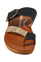 Product shot of the Bria Flat Sandal in colour Black (Black), detail