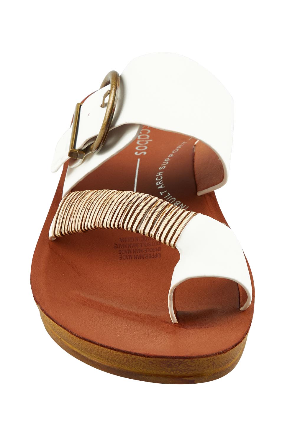 Product shot of the Bria Flat Sandal in colour Offwhite (White), detail