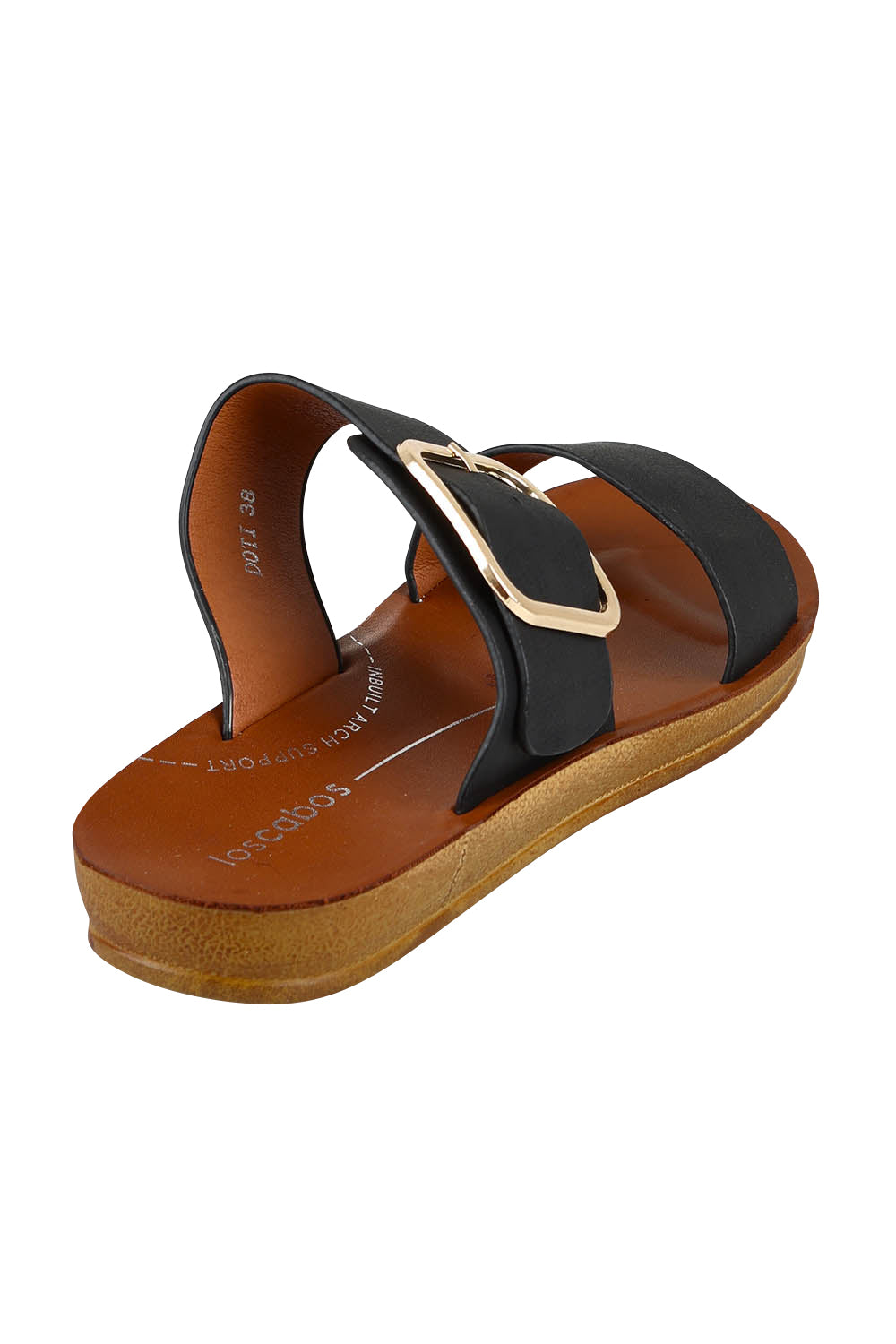 Product shot of the Doti Double Strap Slide in colour Black (Black), from the back