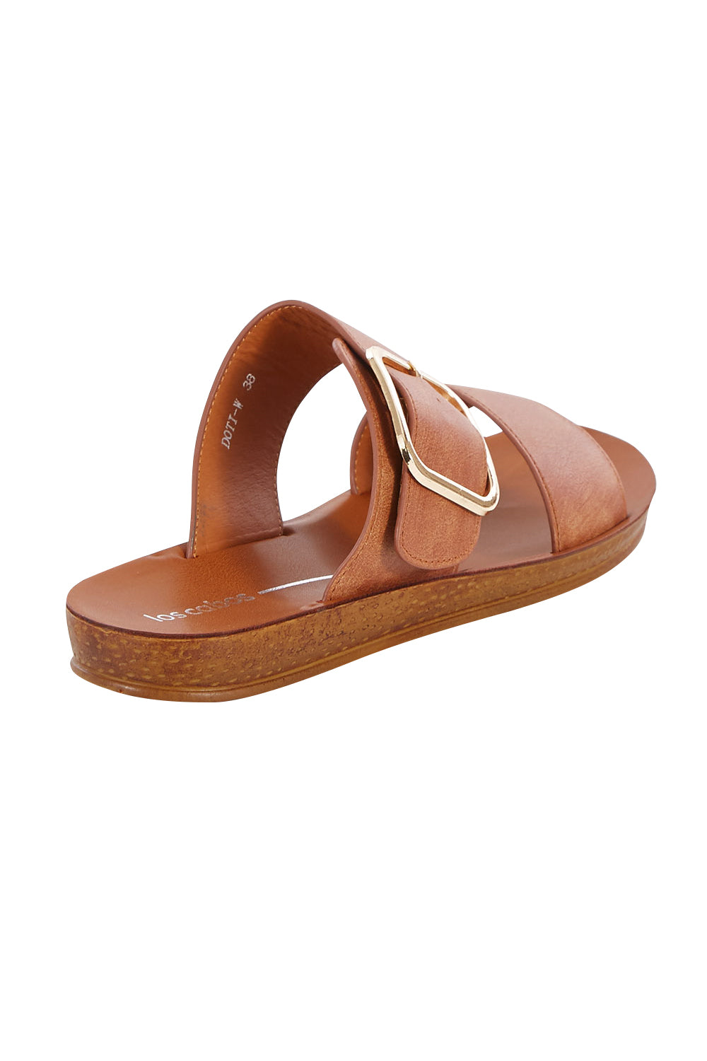 Product shot of the Doti Double Strap Slide in colour Chocolate, from the back