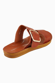 Product shot of the Doti Double Strap Slide in colour Cognac, from the back