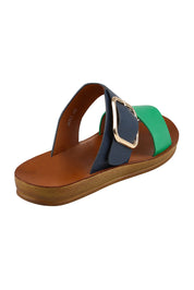 Product shot of the Doti Double Strap Slide in colour Emeraldnav (Blue), from the back