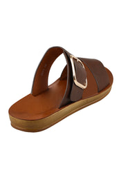 Product shot of the Doti Double Strap Slide in colour Mocha, from the back