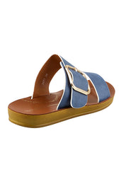 Product shot of the Doti Double Strap Slide - Navywhite in colour Navywhite, from the back