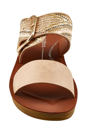 Product shot of the Doti Double Strap Slide in colour Taupemulti, detail